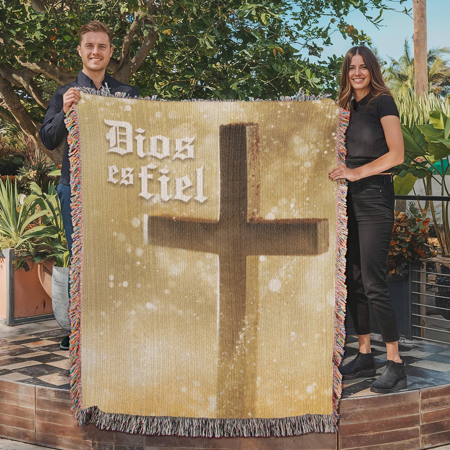 Dios es fiel - Manta, Colcha,Chamarra, Cobija, Chiva, Frazada,Cobertor - Cruz 1